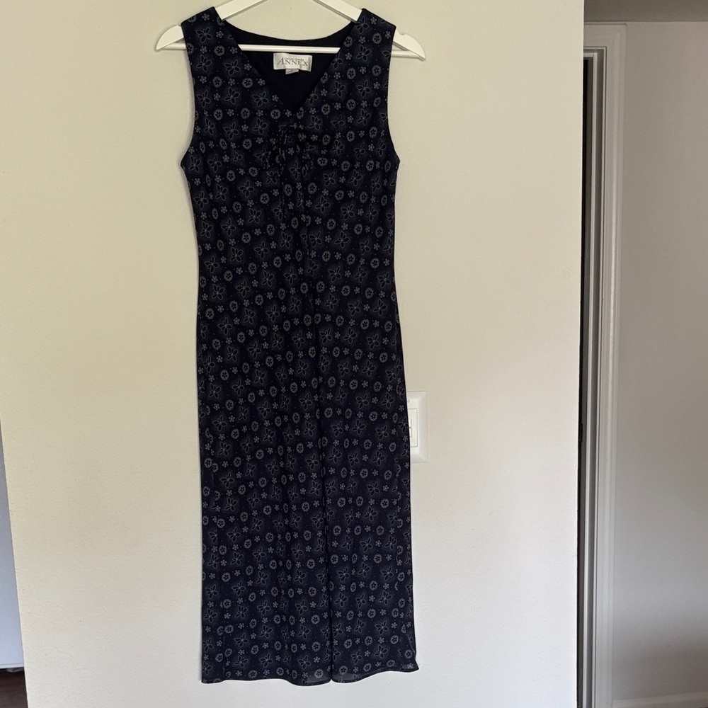 VINTAGE Casual Corner Annex Blue Floral Dress size 6 - Picture 2 of 6